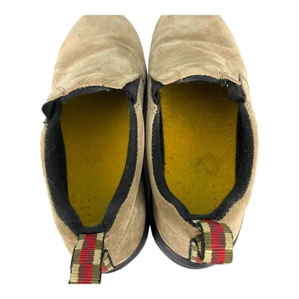 Merrell Kids Tan Suede Slip-On Moccasins with Black Trim and Heel Tabs
